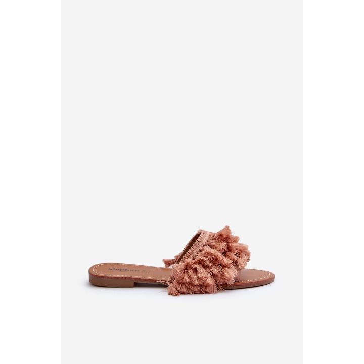 Moteriškos plokščios šlepetės su kutais Dirty Pink Rialle