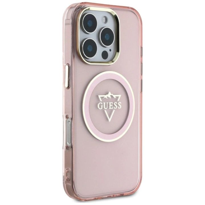 Metalinio kalno dizaino MagSafe dėklas iPhone 16 Pro Max – rožinis
