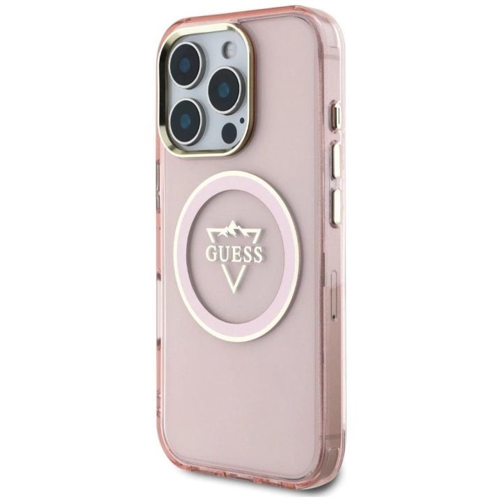 Metalinio kalno dizaino MagSafe dėklas iPhone 16 Pro Max – rožinis