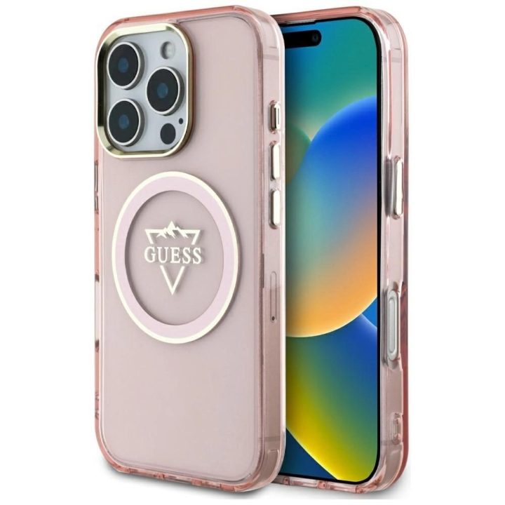 Metalinio kalno dizaino MagSafe dėklas iPhone 16 Pro Max – rožinis