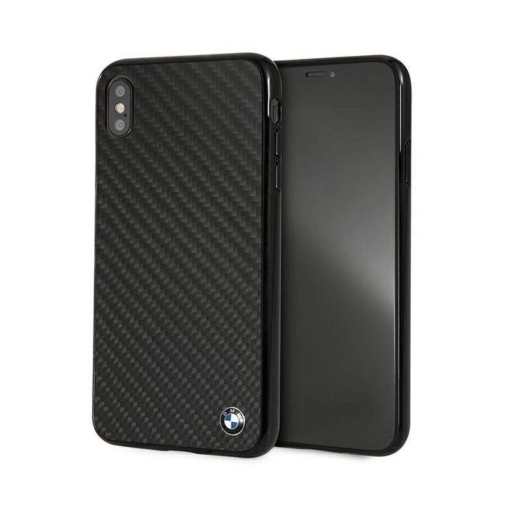 BMW Signature anglies pluošto dėklas iPhone Xs Max – juodas