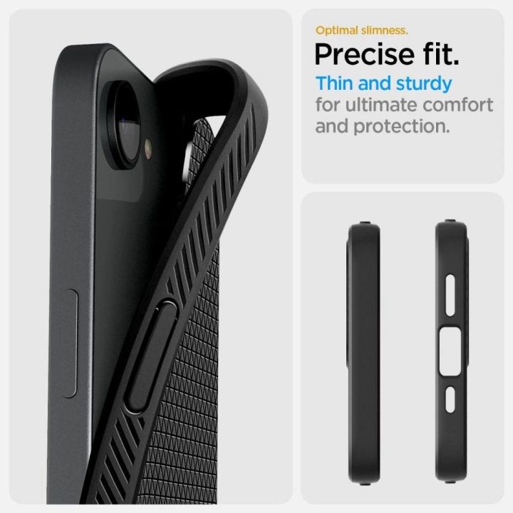 Spigen Liquid Air dėklas iPhone 16e – matinė juoda