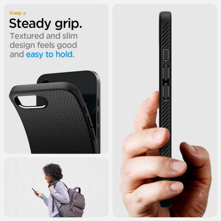 Spigen Liquid Air dėklas iPhone 16e – matinė juoda
