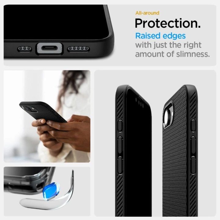 Spigen Liquid Air dėklas iPhone 16e – matinė juoda