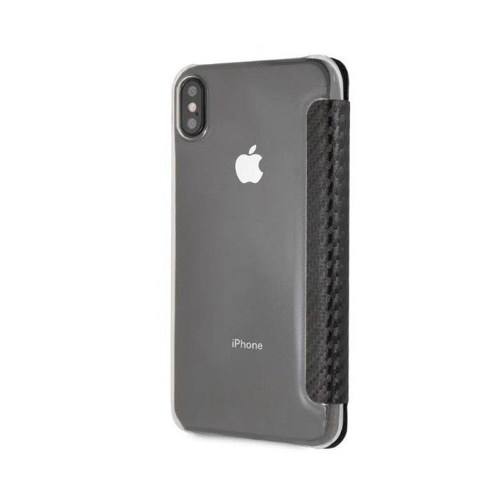 BMW anglies pluošto dėklas iPhone XS Max, juodas, trispalvis