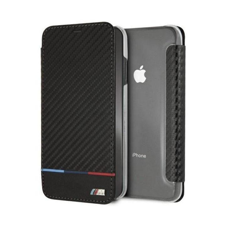 BMW anglies pluošto dėklas iPhone XS Max, juodas, trispalvis