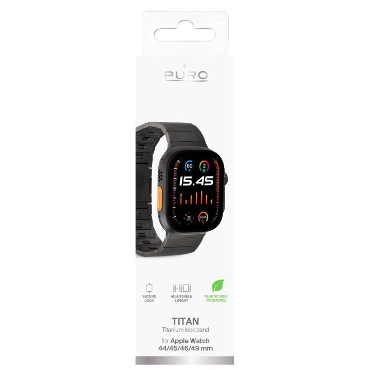 Puro TITAN nerūdijančio plieno Apple Watch apyrankė 42-49 mm juoda