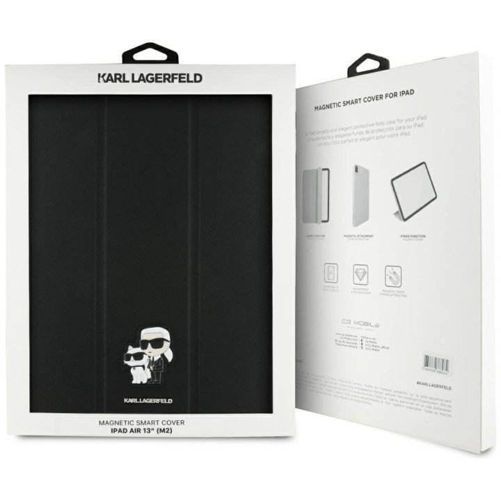 Karl Lagerfeld juodas magnetinis iPad Air 13 2024 dėklas
