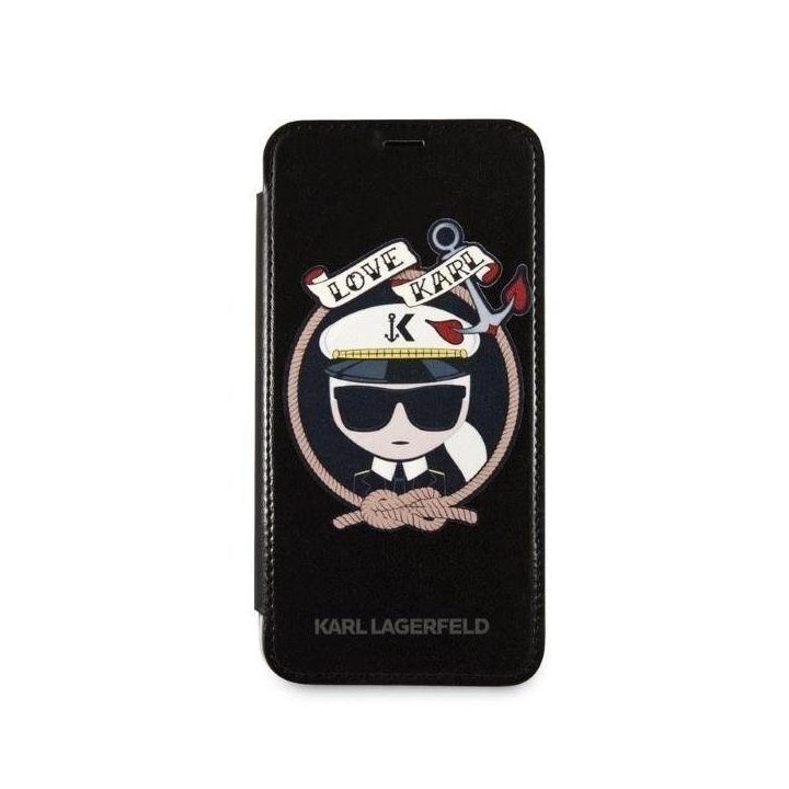 Karl Lagerfeld blizgus juodas iPhone X/Xs dėklas
