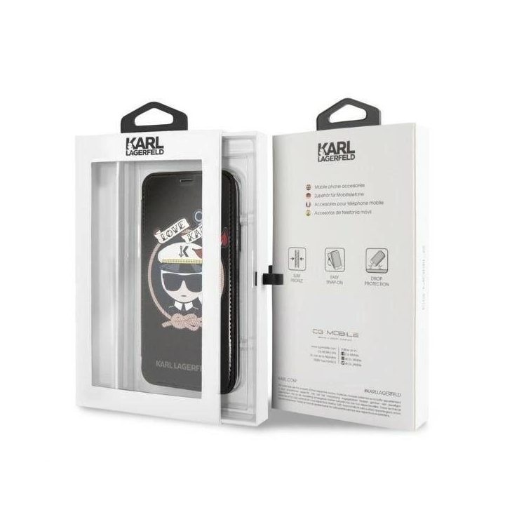 Karl Lagerfeld blizgus juodas iPhone X/Xs dėklas