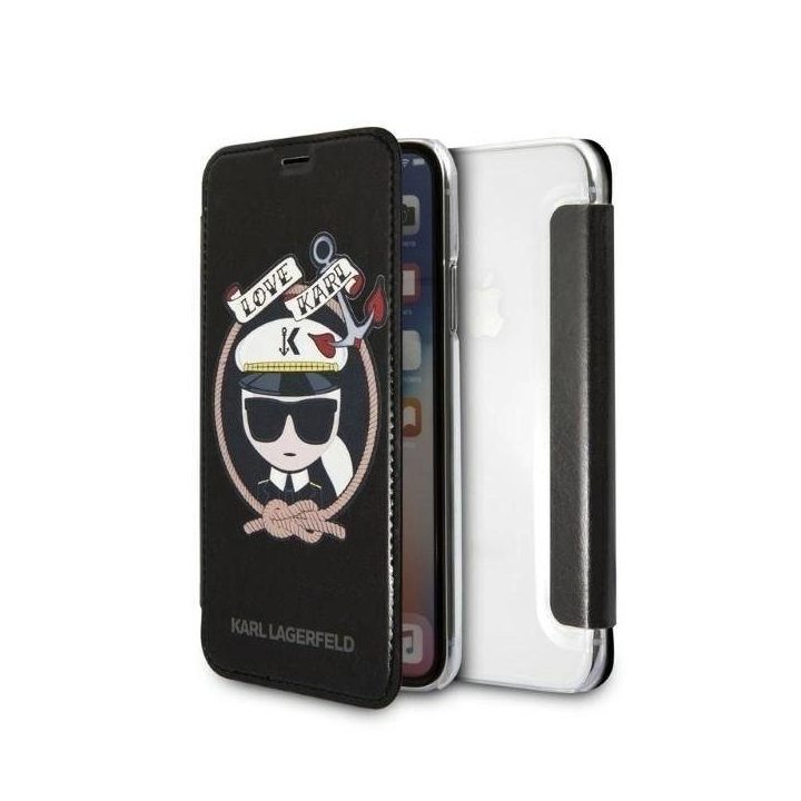 Karl Lagerfeld blizgus juodas iPhone X/Xs dėklas