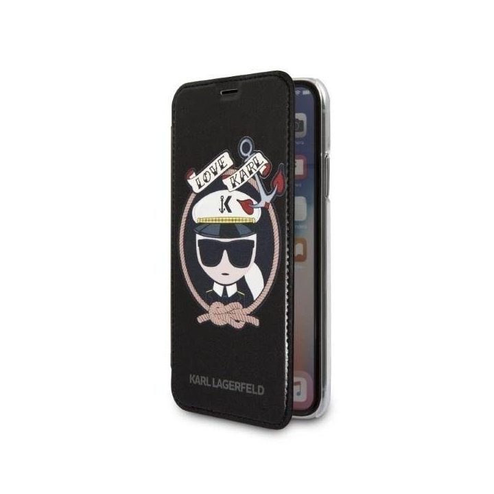 Karl Lagerfeld blizgus juodas iPhone X/Xs dėklas