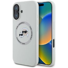 Karl Lagerfeld silikoninis dvipusis MagSafe dėklas iPhone 16, smėlio