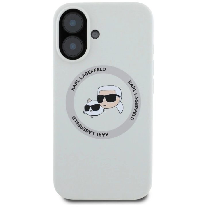 Karl Lagerfeld silikoninis dvipusis MagSafe dėklas iPhone 16, smėlio
