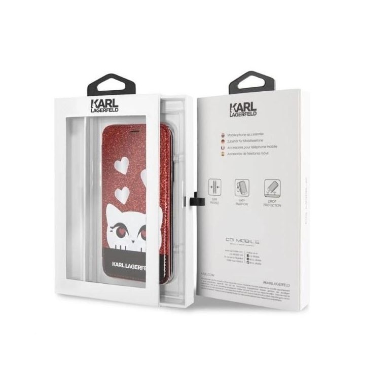 Karl Lagerfeld raudonas iPhone X/XS dėklas Valentine