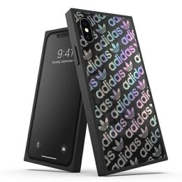 Adidas juodas kvadratinis dėklas iPhone X / Xs