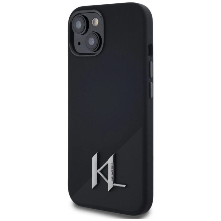 Karl Lagerfeld juodas silikoninis MagSafe dėklas iPhone 15