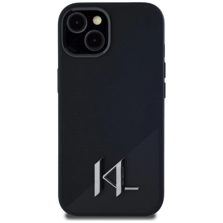 Karl Lagerfeld juodas silikoninis MagSafe dėklas iPhone 15
