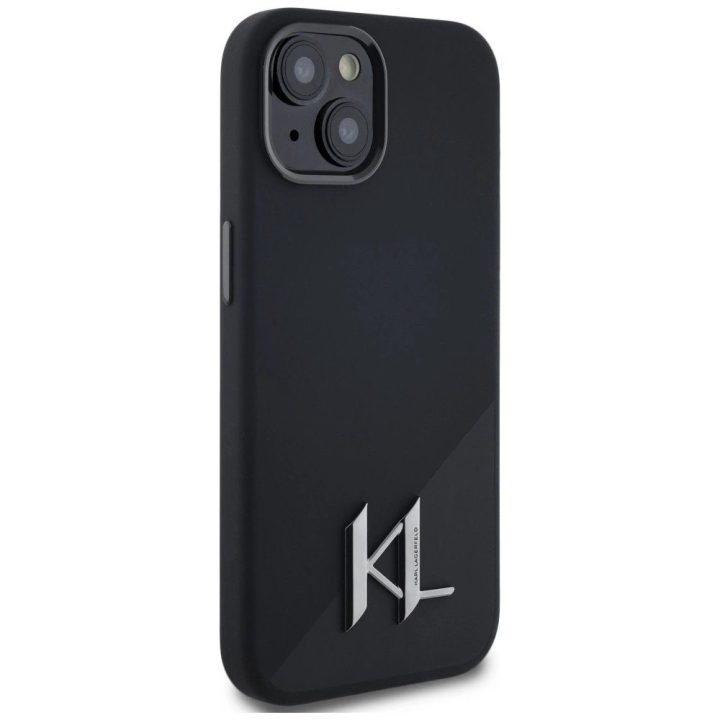 Karl Lagerfeld juodas silikoninis MagSafe dėklas iPhone 15