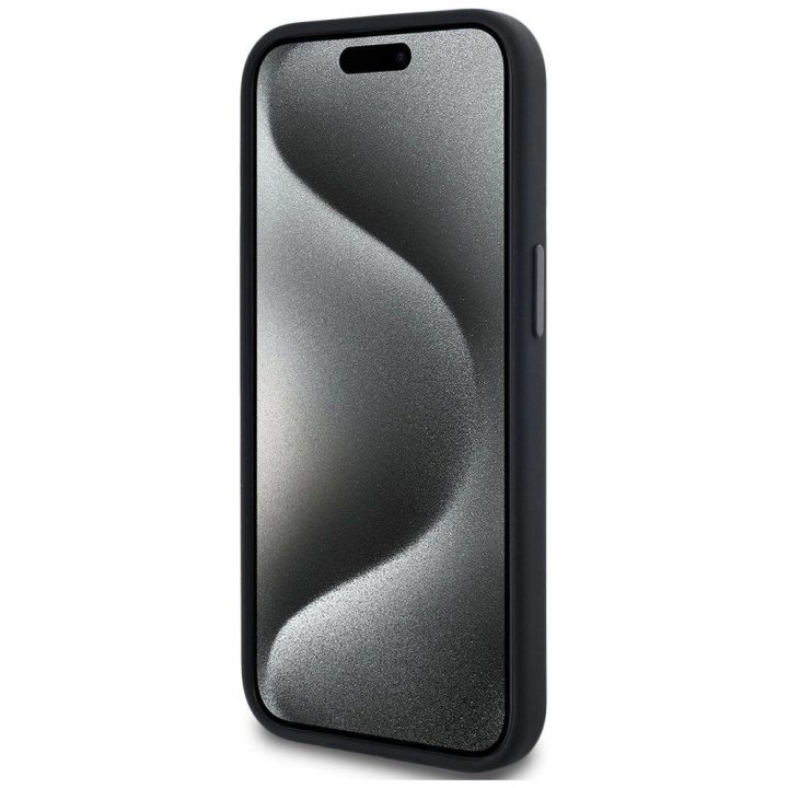 Karl Lagerfeld juodas silikoninis MagSafe dėklas iPhone 15