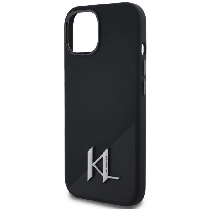 Karl Lagerfeld juodas silikoninis MagSafe dėklas iPhone 15