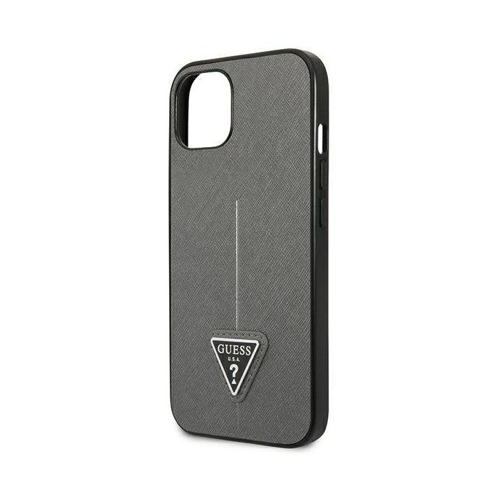 Guess Saffiano odinis dėklas iPhone 13/14/15 6.1 - sidabrinis