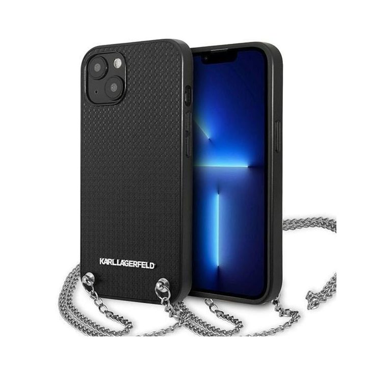 Karl Lagerfeld odinis dėklas su grandinėle iPhone 13/14/15 (6.1 ) juodas