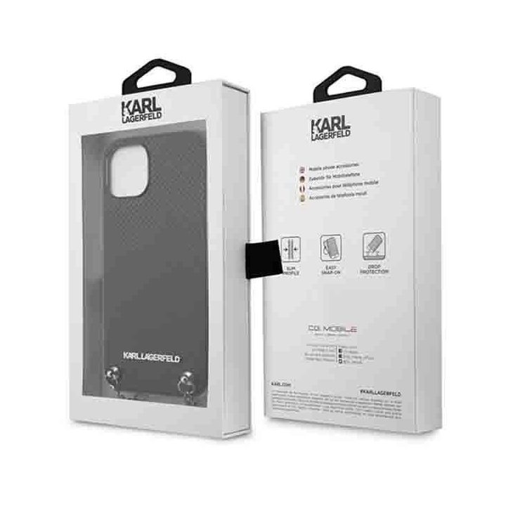 Karl Lagerfeld odinis dėklas su grandinėle iPhone 13/14/15 (6.1 ) juodas