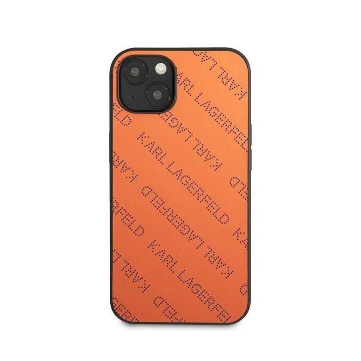 Karl Lagerfeld perforuotas dėklas iPhone 13/14/15 6.1 oranžinis