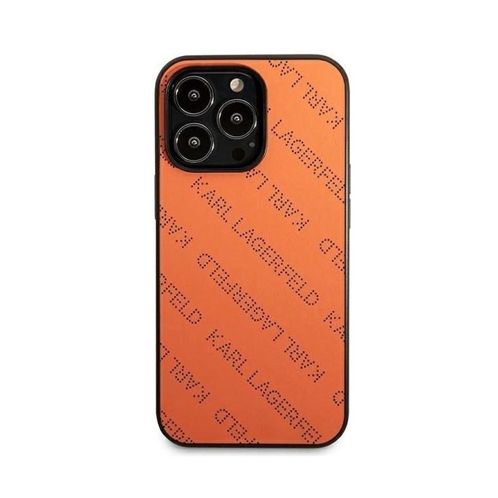 Karl Lagerfeld oranžinis perforuotas iPhone 13 Pro Max dėklas