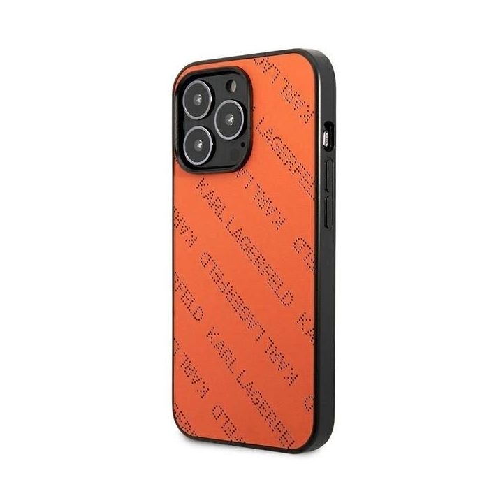 Karl Lagerfeld oranžinis perforuotas iPhone 13 Pro Max dėklas