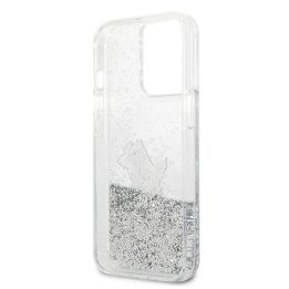 Karl Lagerfeld blizgantis Choupette dėklas iPhone 13 Pro Max - sidabrinis