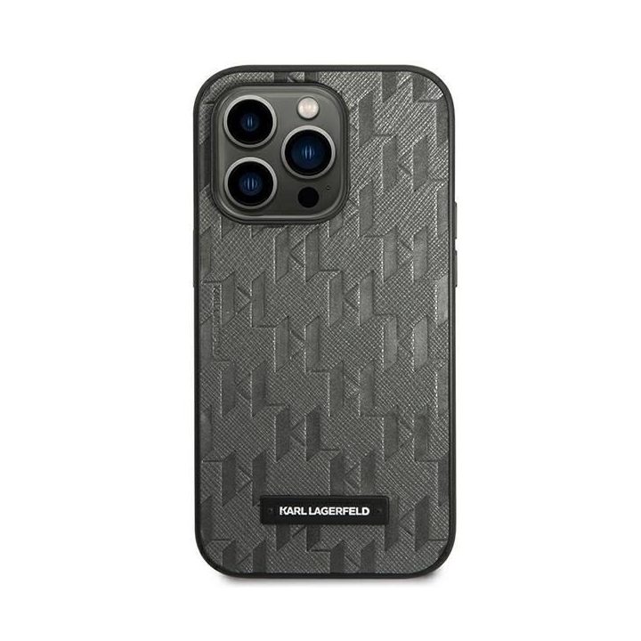 Karl Lagerfeld pilkas Saffiano dėklas iPhone 14 Pro Max