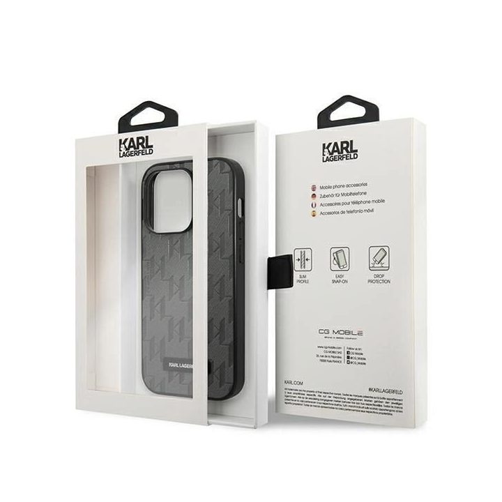 Karl Lagerfeld pilkas Saffiano dėklas iPhone 14 Pro Max