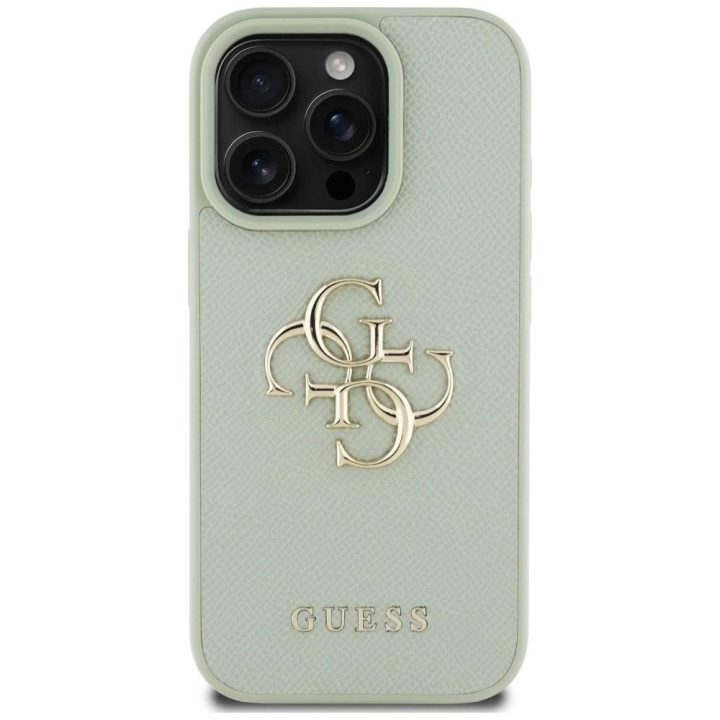 Guess grūdinto dizaino žalios spalvos dėklas iPhone 16 Pro