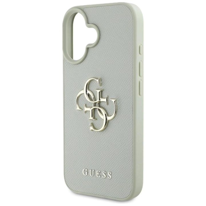 Guess grūdinto dizaino iPhone 16 dėklas su logotipu – žalias
