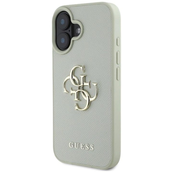 Guess grūdinto dizaino iPhone 16 dėklas su logotipu – žalias