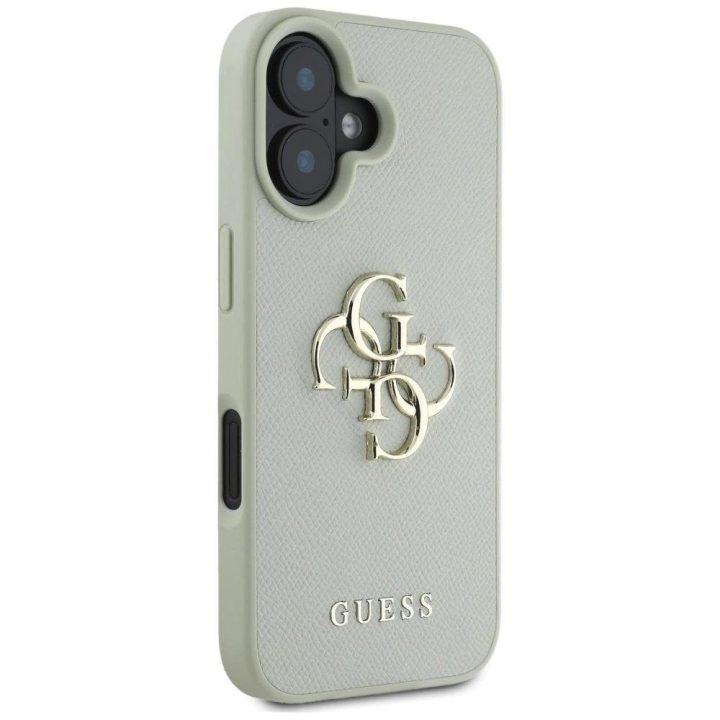 Guess grūdinto dizaino iPhone 16 dėklas su logotipu – žalias
