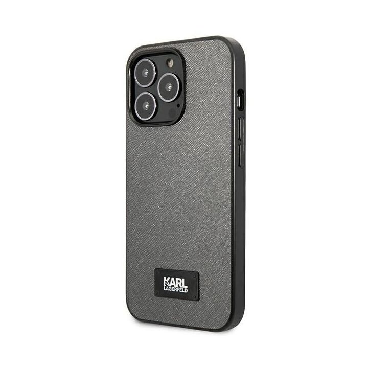 Karl Lagerfeld Saffiano stiliaus dėklas iPhone 13 Pro / 13 (6.1 ) – sidabrinis