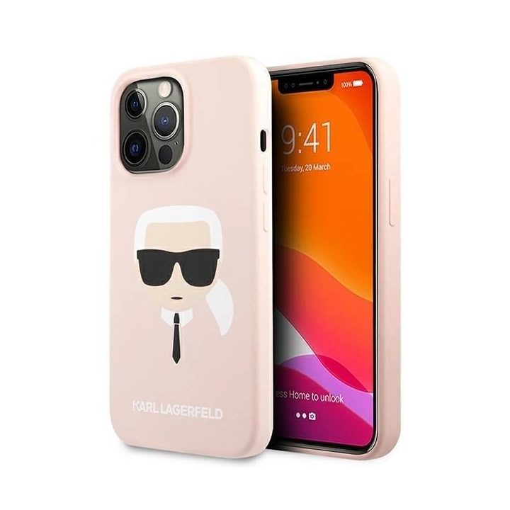 Karl Lagerfeld silikoninis dėklas Karl's Head iPhone 13 Pro / 13 (6.1 ) šviesiai rožinis