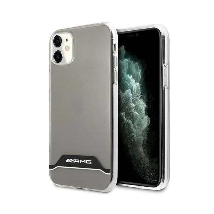AMG elektroplokštelės juodai baltas dėklas iPhone 11 / XR 6.1 – skaidrus