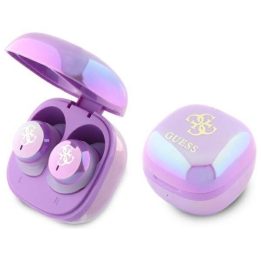 Guess belaidės Bluetooth TWS ausinės su įkrovimo stotele - violetinės