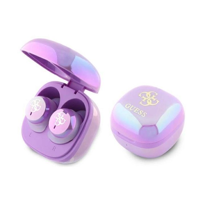 Guess belaidės Bluetooth TWS ausinės su įkrovimo stotele - violetinės