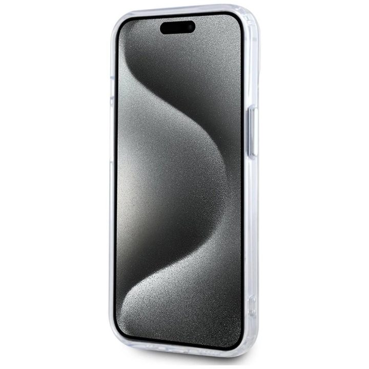 Karl Lagerfeld magnetinis dėklas iPhone 15 Plus (baltas)