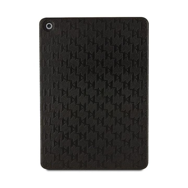 Karl Lagerfeld Saffiano monograminis dėklas iPad 10.2 (2019, 7 gen.) – juodas, magnetinis folio viršelis
