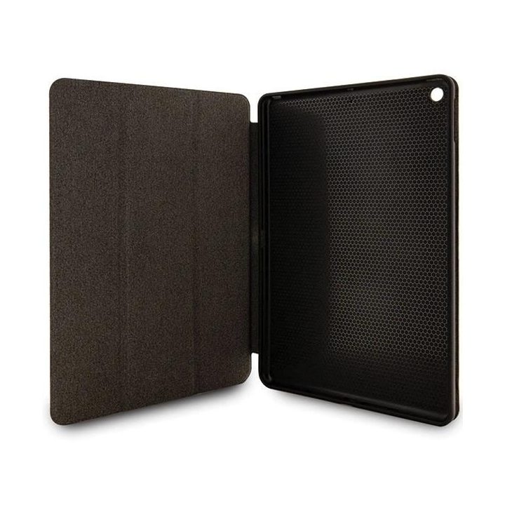 Karl Lagerfeld Saffiano monograminis dėklas iPad 10.2 (2019, 7 gen.) – juodas, magnetinis folio viršelis