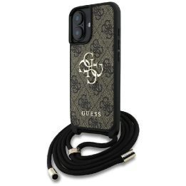 4G dizaino rudos spalvos Guess“ virvelinė rankinė iPhone 16 Plus
