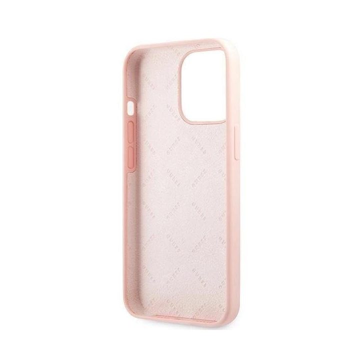 Guess silikoninis dėklas su 4G logotipu iPhone 13 Pro Max (rožinis)