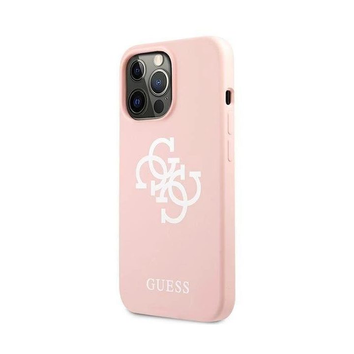 Guess silikoninis dėklas su 4G logotipu iPhone 13 Pro Max (rožinis)