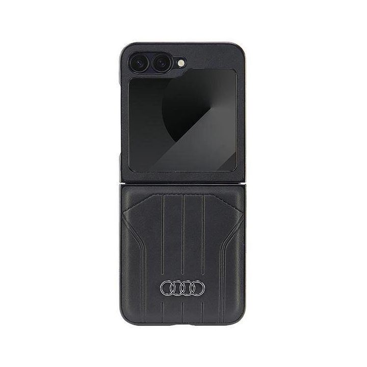Audi sintetinės odos MagSafe dėklas Samsung Galaxy Z Flip 6 – juodas